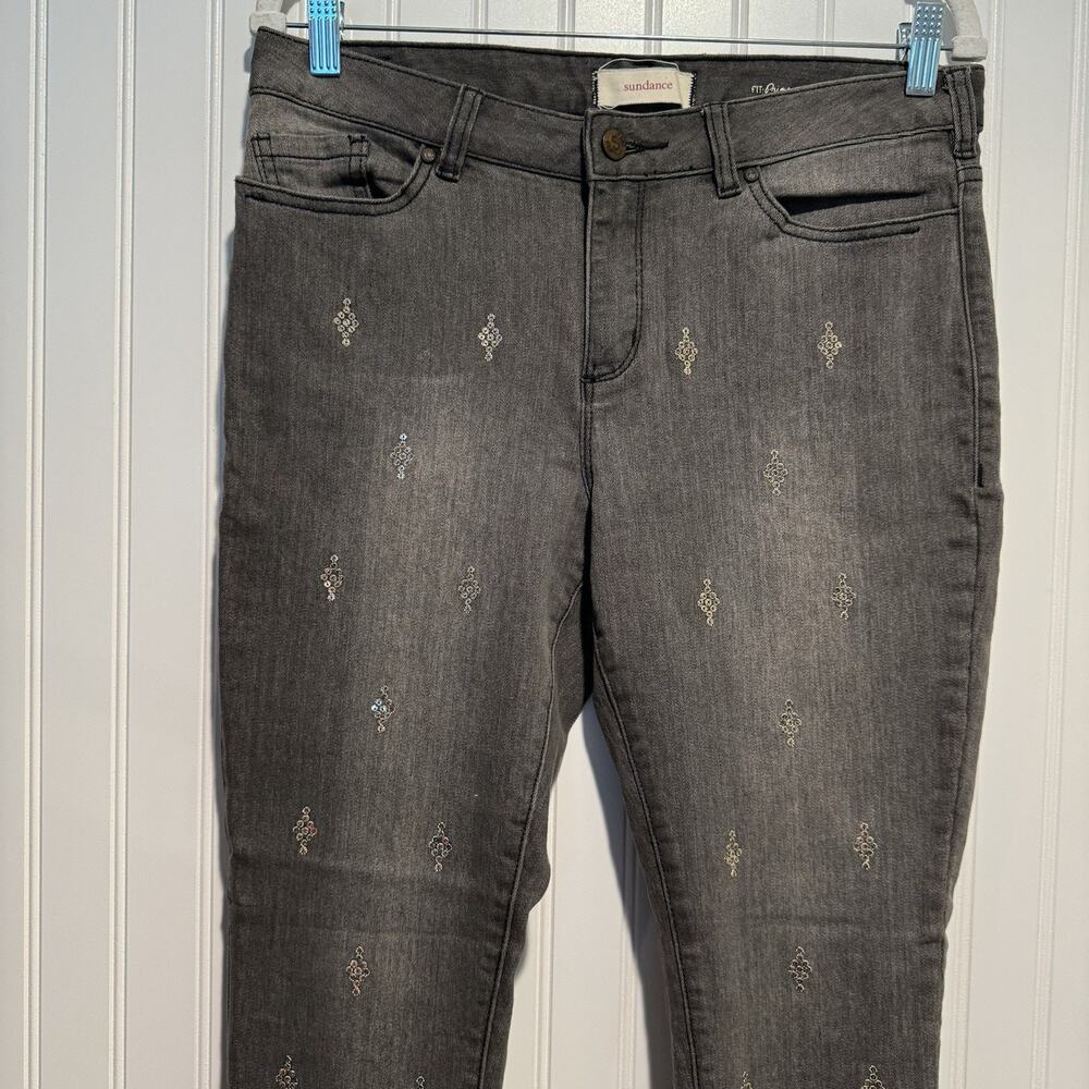 Sundance Primrose Gray Sequined Jeans Skinny Fit Size 30 - Picture 2 of 8